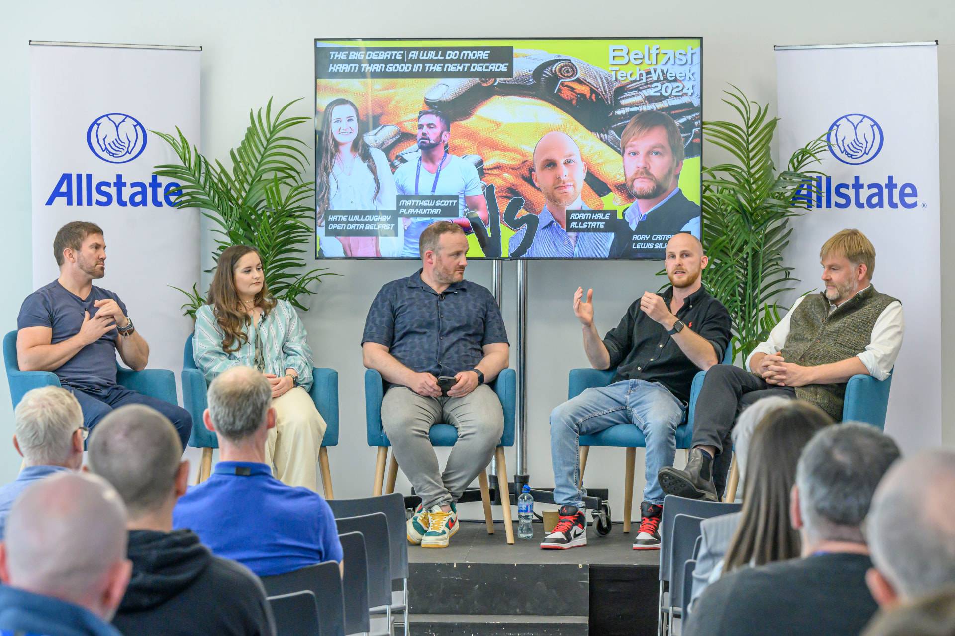 The Big Debate panel on AI at Allstate during Belfast Tech Week